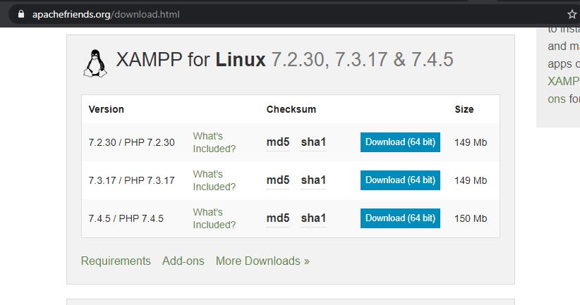 Apachefriends download XAMPP
