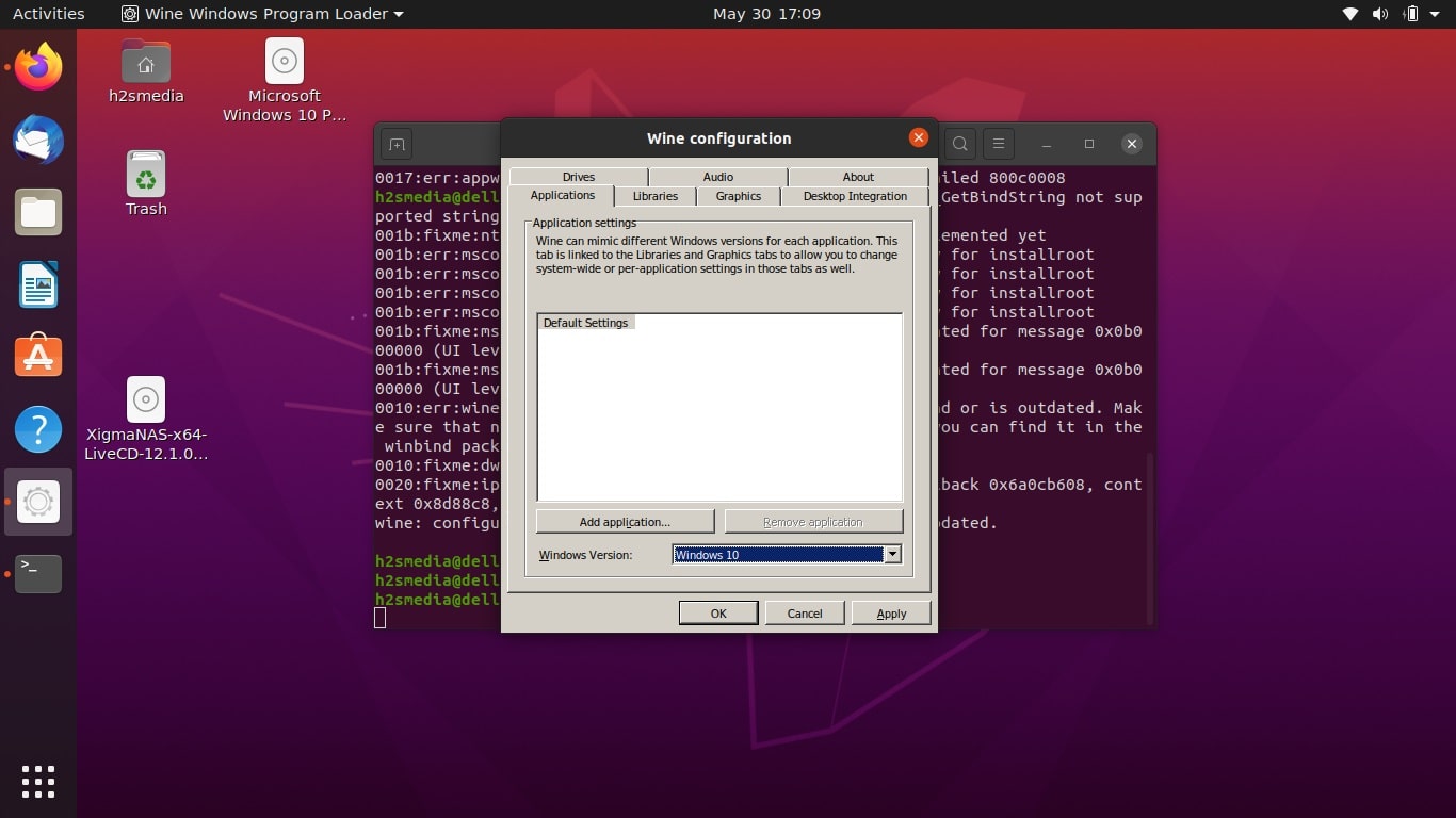 Wine Configuration on Ubuntu Linux