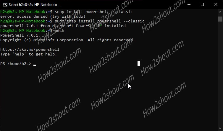 Command to install Powershell on Ubuntu 20.04 LTS
