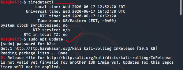 Kali Time sync repository error