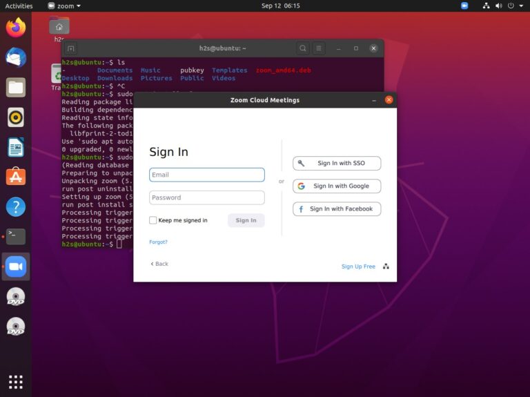 Sign in on Zoom Cloud Meetings on Linux