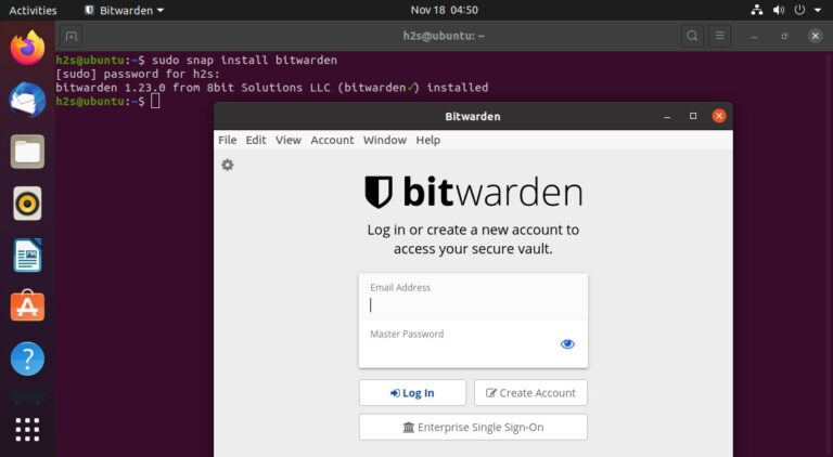 Bitwarden install using snap on Linux