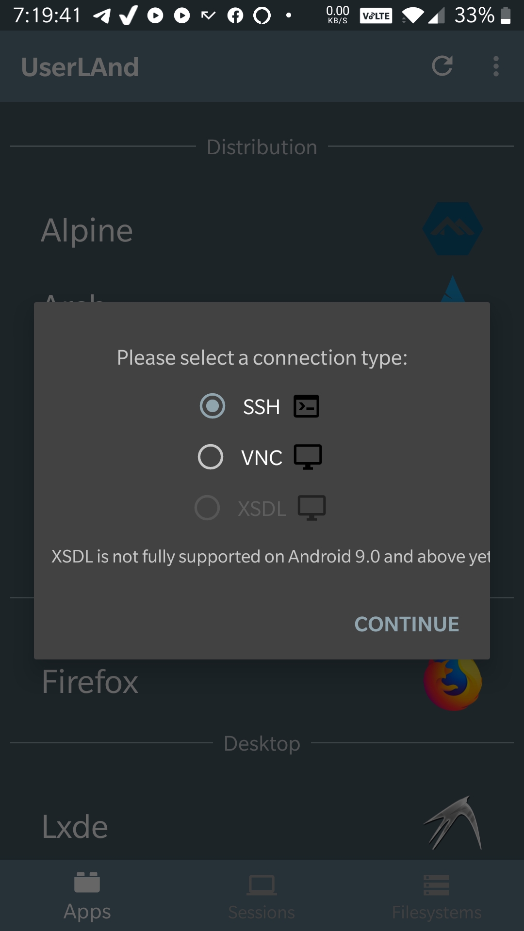 Select the method to connect Android