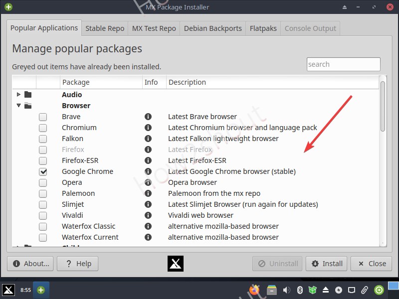 MX Linux install Google Chrome browser