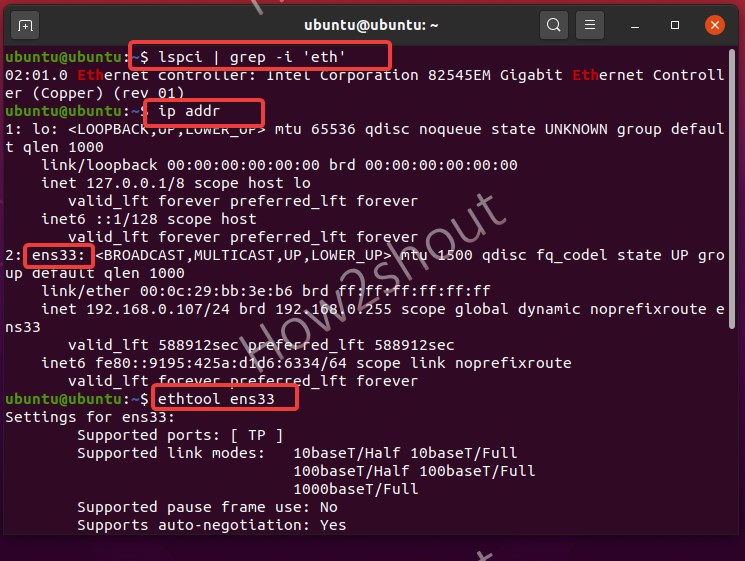 Command to get all information about installed Network card on Linux system