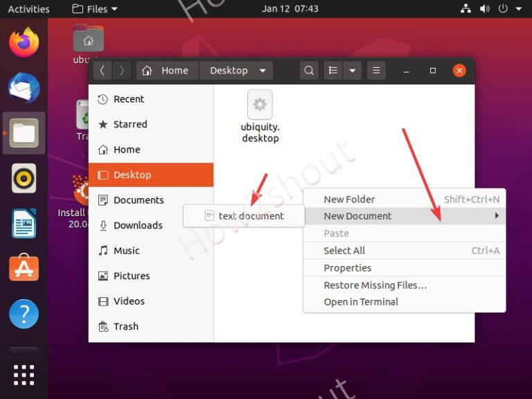 Create a new file on Ubuntu 20.04 with GUI