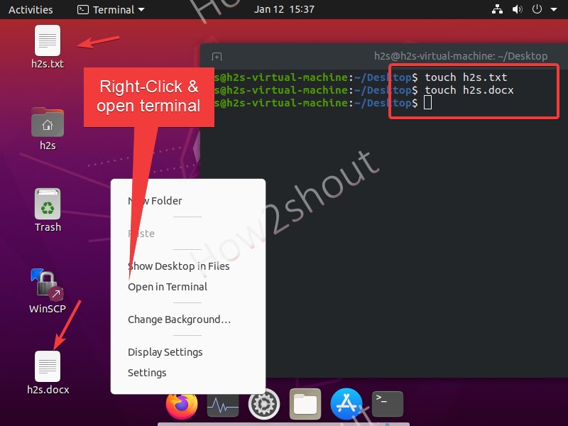 Create a new file using touch command on Linux Ubuntu