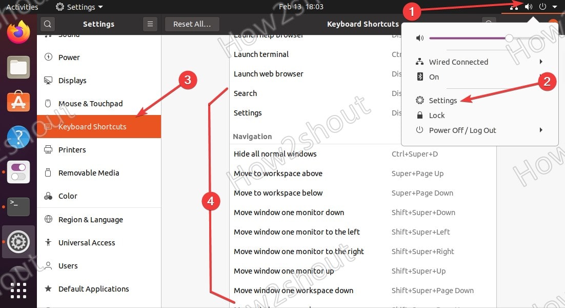 Keyboard system settings