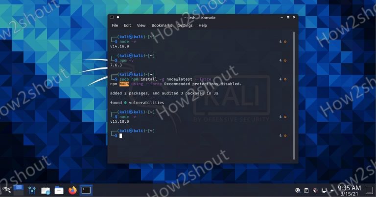 Install NodeJS 14 and NPM on Kali Linux min