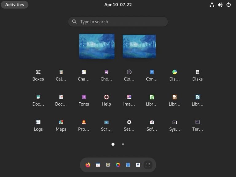 Fedora Linux 34 screenshot
