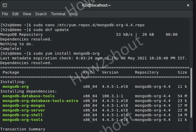Command to install MongoDB on rocky Linux 8 min
