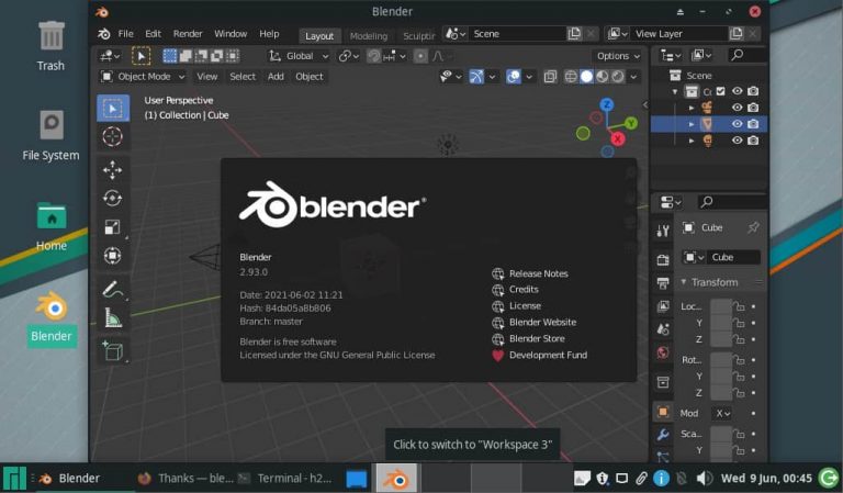 Install Blender 3D 2.93 on Linux