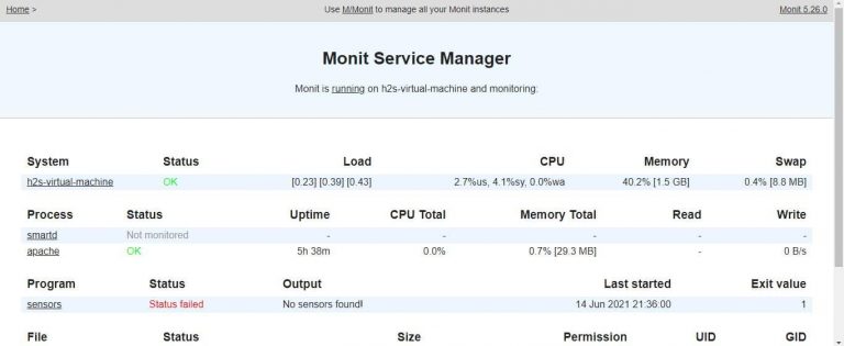 Monti Service Manager montioring system installed on Ubuntu Linux min