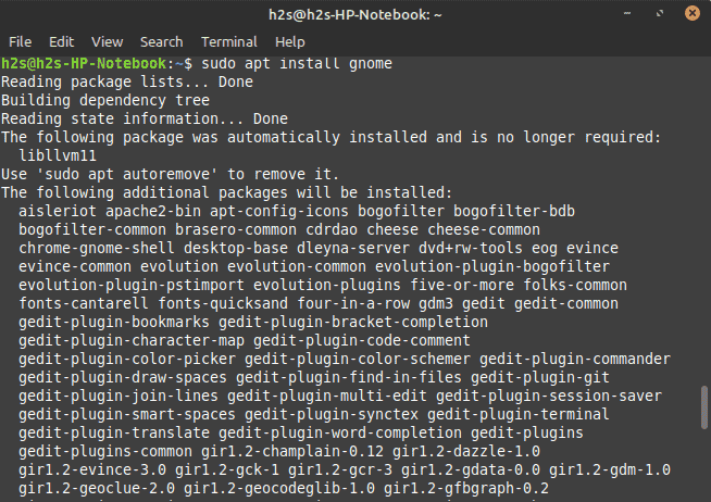 Command to install gnome on Linux mint 20 min
