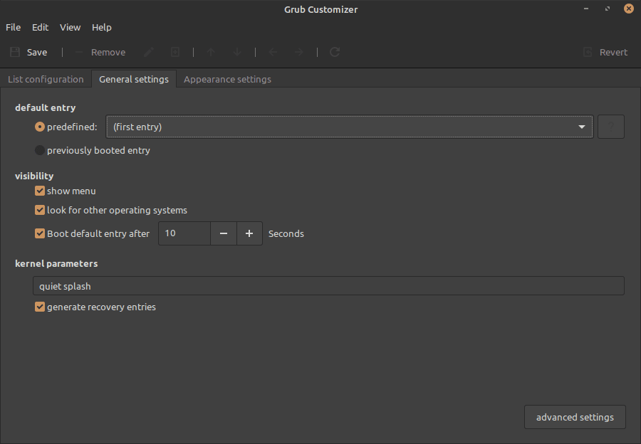 General Settings Grub Customizer min