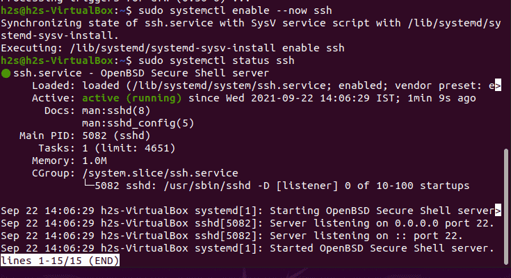 Check SSH server status on Ubuntu