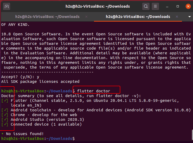 Flutter installed Ubuntu 20.04