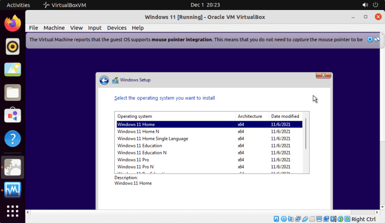 VirtualBox Ubuntu 20.04 Windows 11 Installation