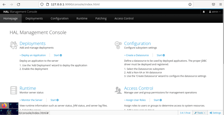 WildFLY HAL Management Console Debian 11 Bullseye