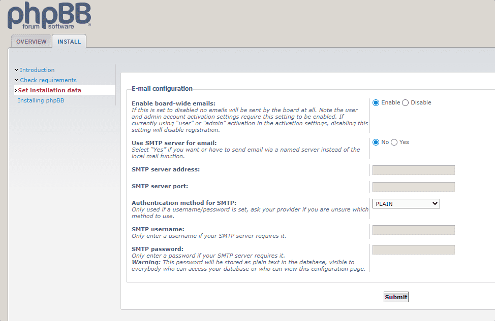 Email Configuration for phpBB