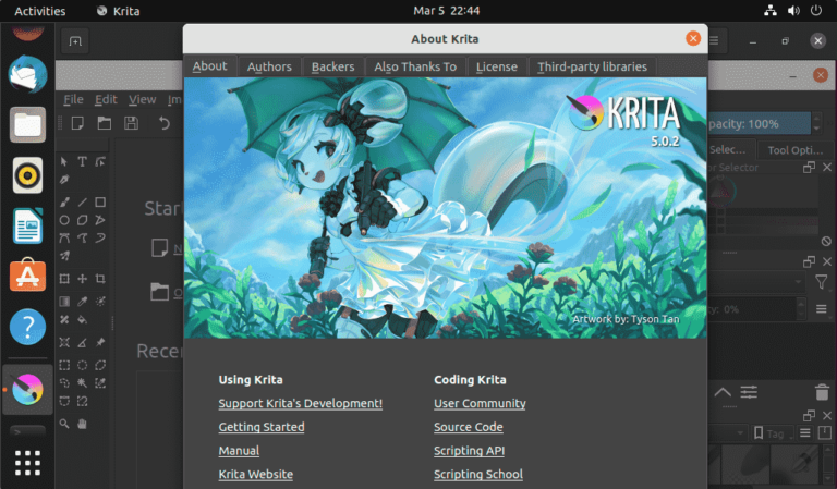 Krita Software installed Ubuntu 22.04 Jammy