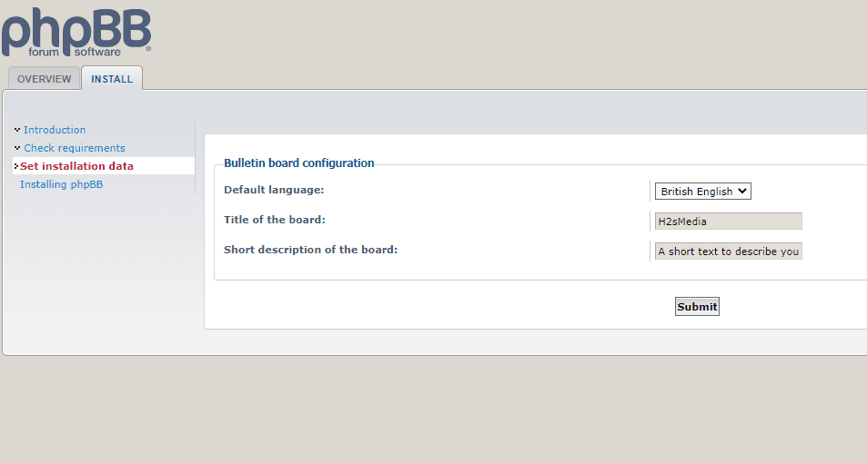 bulletin Board configuration