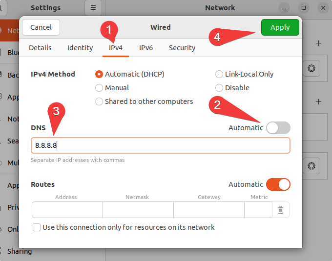 single beheerder Verzwakken How to set DNS Nameserver on Ubuntu 22.04 LTS Jammy - Linux Shout