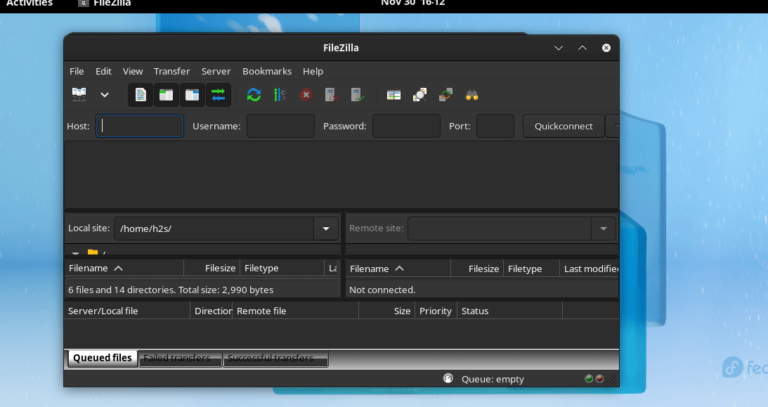 Run FileZilla on Fedora Linux