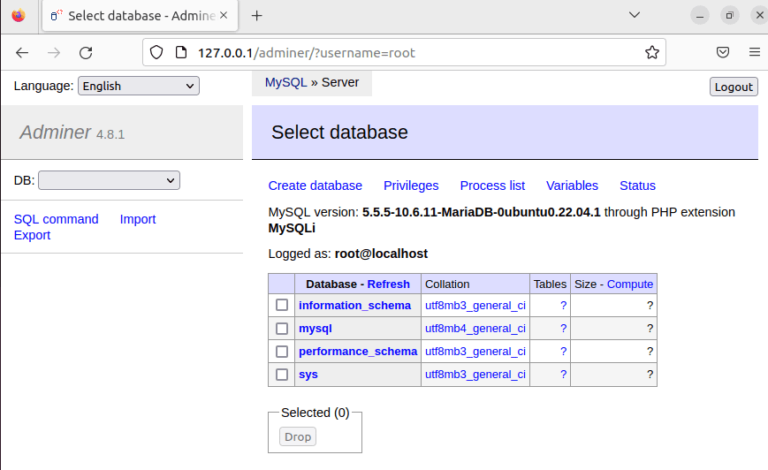 Install Adminer on Ubuntu 22.04