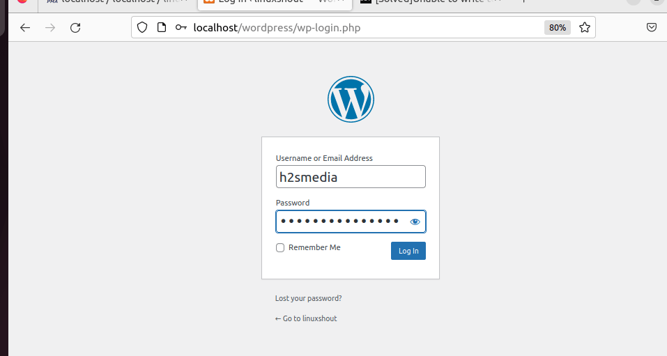 Login to WordPress in XAMPP