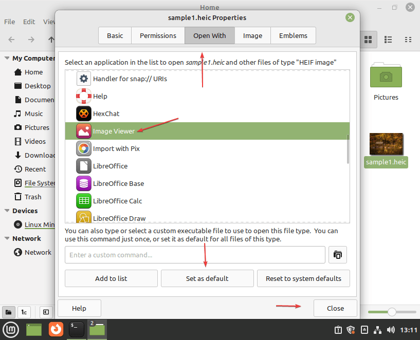 Open HEIC on Linux MInt Image viewer