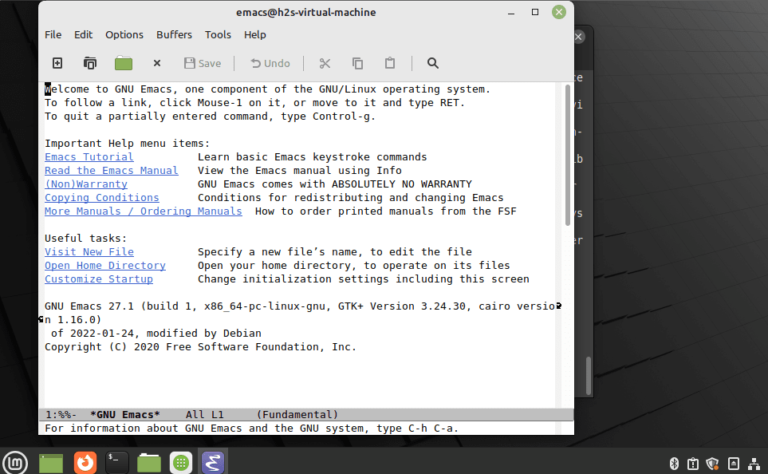 Run Emacs Text editor on Linux Mint