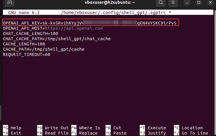 Add ChatGPT API key in Ubuntu Terminal