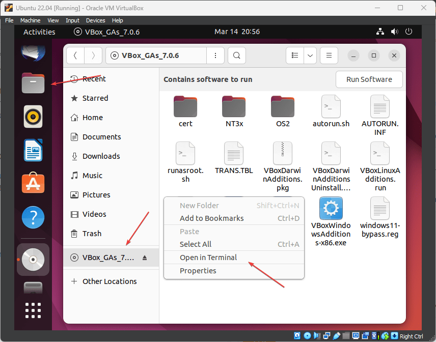 Open VBox Guest Addtions CD Ubuntu