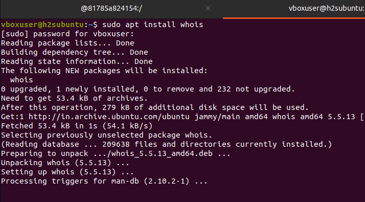 Install WHOIS on Ubuntu 22.04 or 20.04