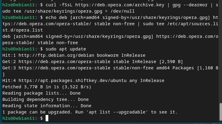 Add Opera Repository on Debian Linux