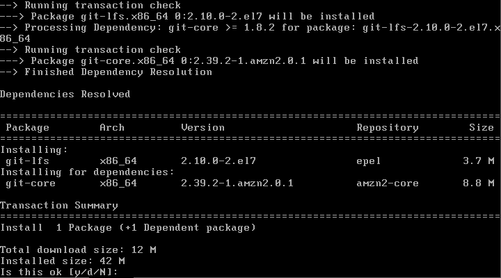 Install Git LFS command for Amazon Linux 2