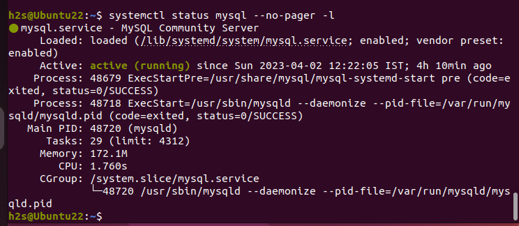 Verifying the MySQL service status