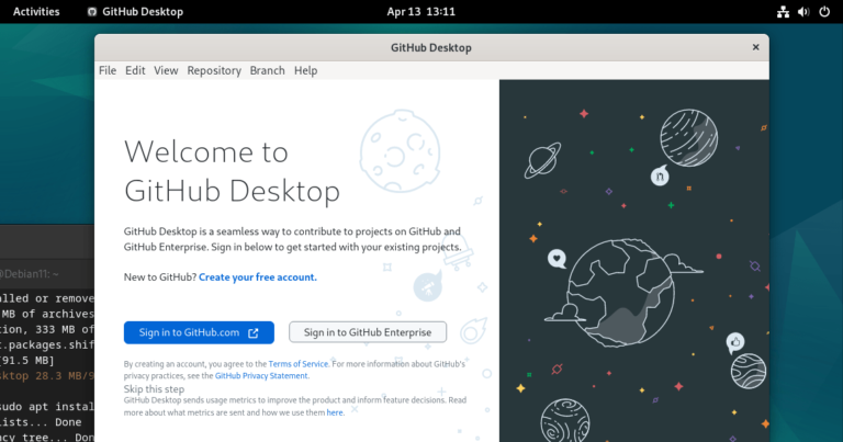 installing github desktop app debian 11 12 10