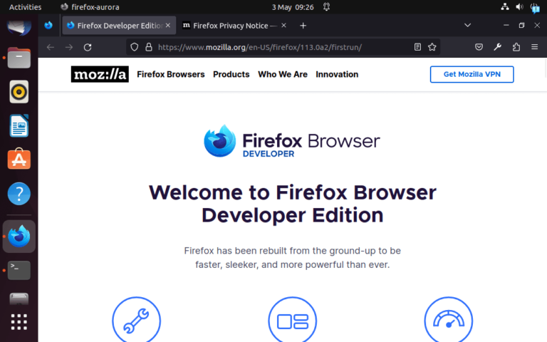Install Firefox developer edition on Ubuntu 22.04 0r 20.04