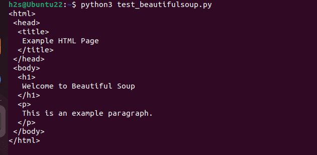 Test example of beautifulsoup