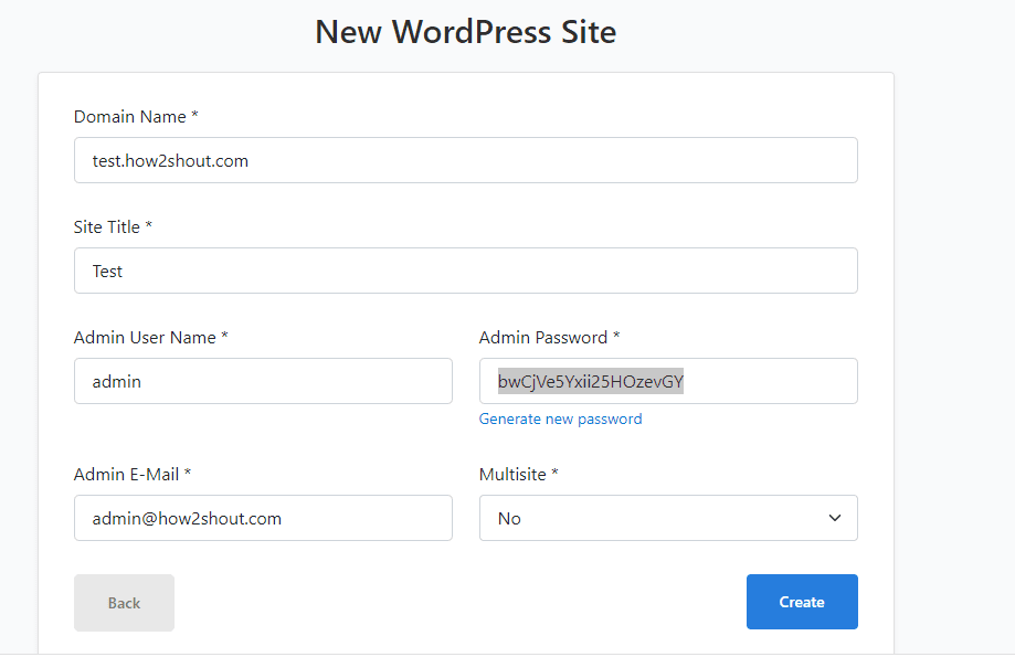 Create new user for Web application