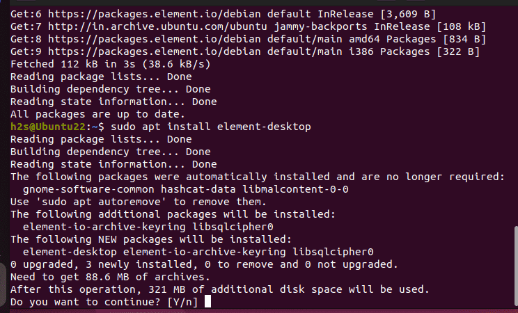 Install Element on Ubuntu 22.04 or 20.04