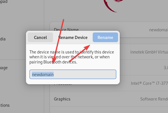 Rename Device name in Debian 12