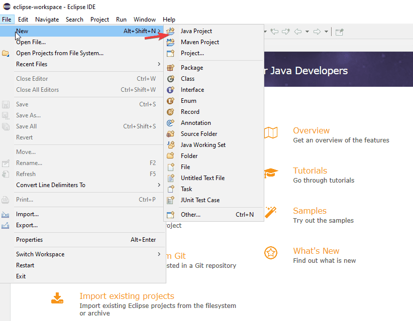 Create a New Java Project in Eclipse IDE