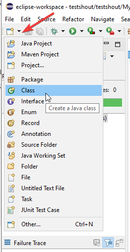 Create a new Java class