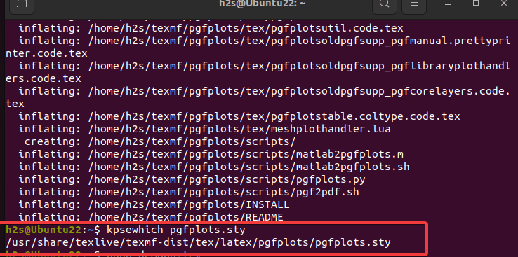Install pgfplots on Ubuntu 22.04 or 20.04