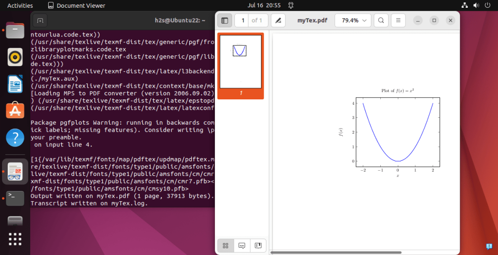 using pgfplots for TeX document in Ubuntu 22.04 or 20.4