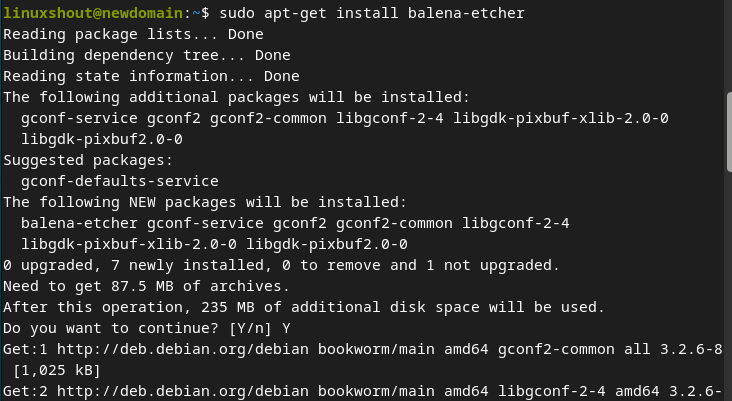 command to install balenaetcher on Debian 12