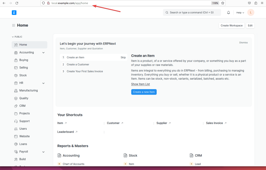 Installing ERPNExt Dashboard on Ubuntu 22.04